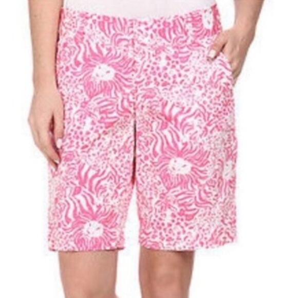 Lilly Pulitzer Chipper Bermuda Shorts Get Spotted Pink Print Size 0 - Picture 1 of 10